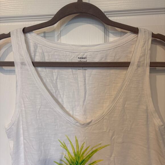 Old Navy Pineapple Relaxed Racerback Tank White Small - Picture 2 of 8